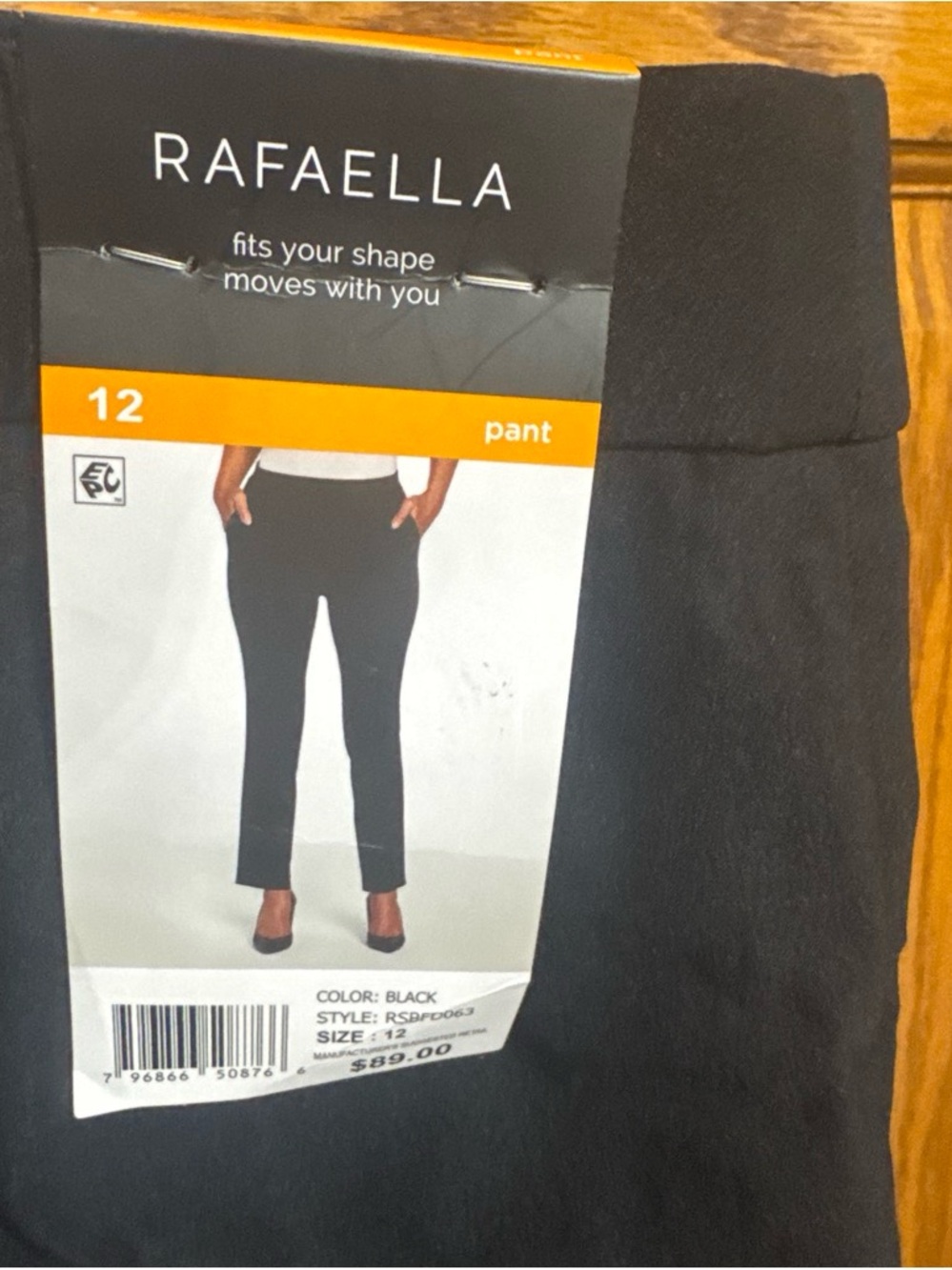 Rafaella Women 12 Black Straight-Leg Stretch Pants